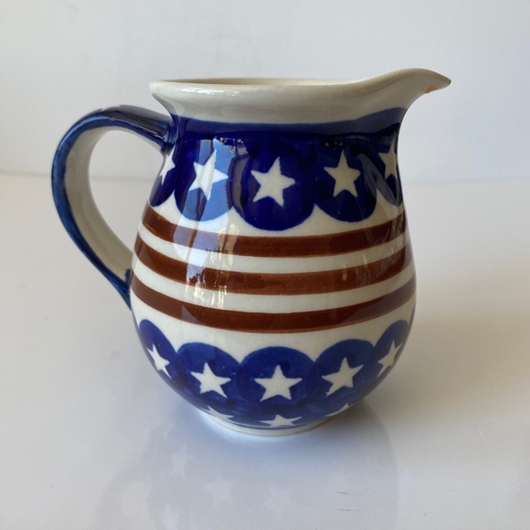 Boleslawiec Polish Pottery Stars and Stripes Creamer Collectible - Picture 5 of 6